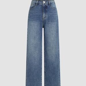 Cider Wide-Leg High-Rise Blue Jeans